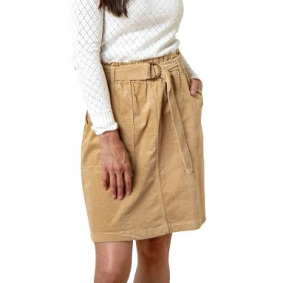 Hope & Henry Organic Cinch Waist Cord Skirt In Khaki Fine Wale