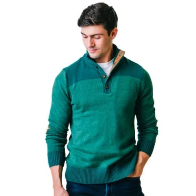 Hope & Henry Organic Contrast Sweater With Elbow Patches In Deep Green Heather