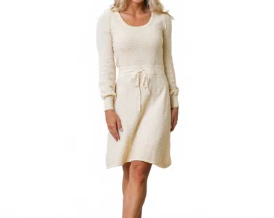 Hope & Henry Organic Cotton Tie Waist Sweater Dress In Oatmeal Heather Chevron In Neutral