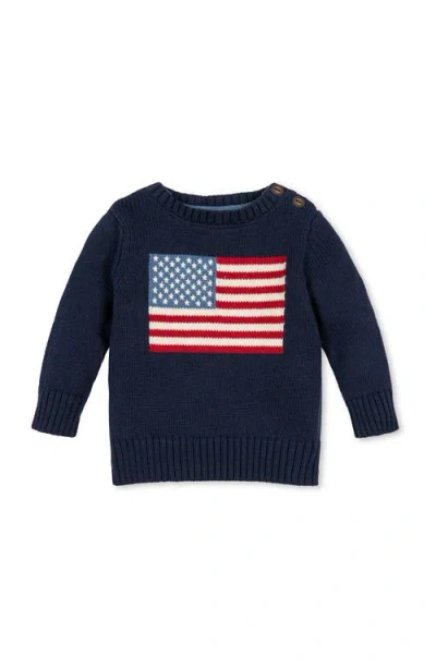 Hope & Henry Babies'  Organic Crew Neck Flag Sweater In Blue