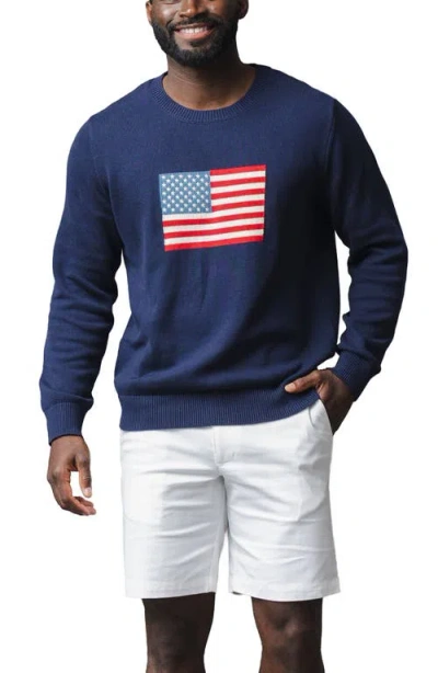 Hope & Henry Organic Crew Neck Flag Sweater In Blue