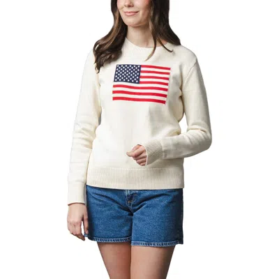 Hope & Henry Organic Crew Neck Flag Sweater In White