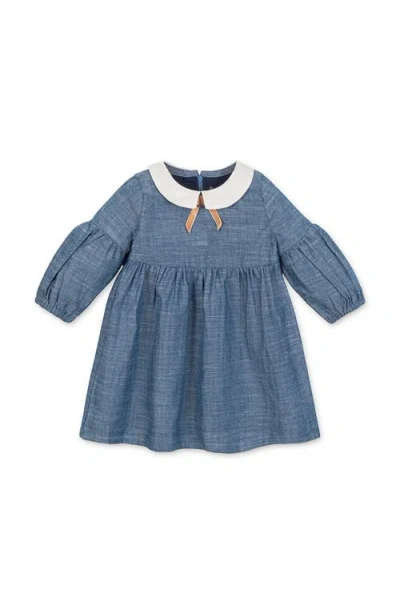 Hope & Henry Babies'  Organic Empire Waist Peter Pan Collar Chambray Dress In Blue