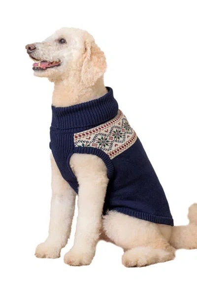 Hope & Henry Organic Fair Isle Dog Sweater In Blue
