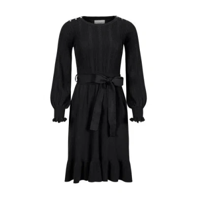 Hope & Henry Organic Fancy Sweater Dress In Black Cable Bodice