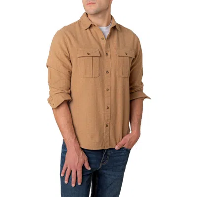 Hope & Henry Organic Flannel Double Pocket Button Down Shirt In Brown