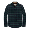Hope & Henry Organic Flannel Shirt With Suede In Merry Pine Plaid