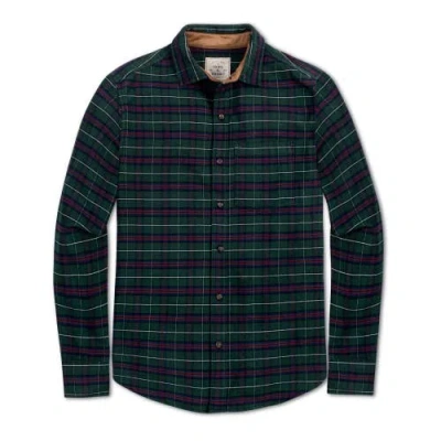 Hope & Henry Organic Flannel Shirt With Suede In Merry Pine Plaid
