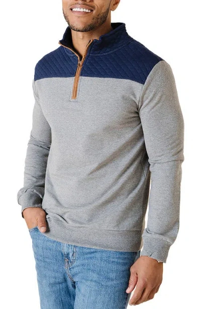 Hope & Henry Organic French Terry Half Zip Pullover With Quilted Yoke In Multi