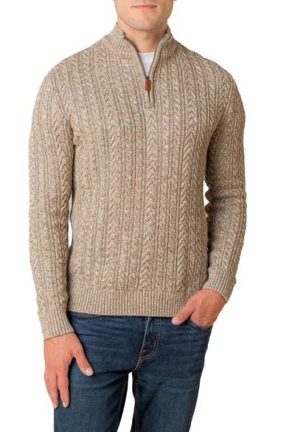 Hope & Henry Organic Half Zip Cable Pullover Sweater In Brown