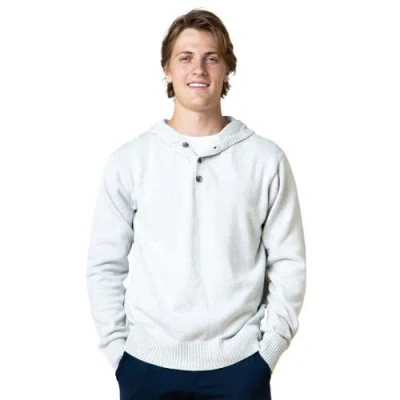 Hope & Henry Organic Henley Sweater Hoodie In Light Gray Heather