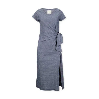 Hope & Henry Organic Knit Tie Midi Dress In Navy Microstripe