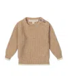 Hope & Henry Organic Long Sleeve Crewneck Sweater With Buttons - Baby In Brown