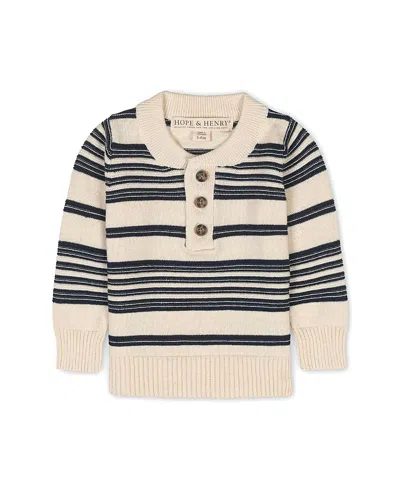 Hope & Henry Organic Long Sleeve Henley Pullover Sweater With Elbow Patches - Baby In Neutral