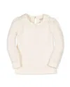 Hope & Henry Kids' Organic Long Sleeve Knit Top With Woven Collar In White