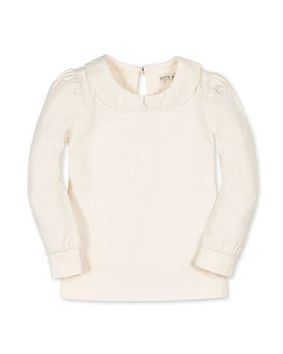 HOPE & HENRY ORGANIC LONG SLEEVE KNIT TOP WITH WOVEN COLLAR - BIG KID