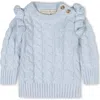 Hope & Henry Organic Long Sleeve Mock Neck Sweater With Ruffle In Blue
