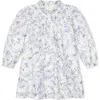 Hope & Henry Organic Long Sleeve Ruffle Neck Smocked Yoke Dress In White