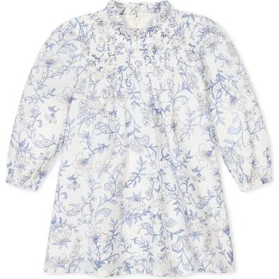 Hope & Henry Babies'  Organic Long Sleeve Ruffle Neck Smocked Yoke Dress In White