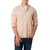 Hope & Henry Organic Long Sleeve Stretch Poplin Button Down Shirt In Brown