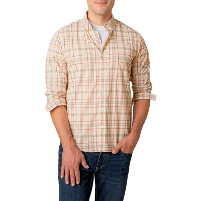 Hope & Henry Organic Long Sleeve Stretch Poplin Button Down Shirt In Brown