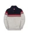 Hope & Henry Kids' Organic Long Sleeve Striped Shawl Collar Sweater In Multi