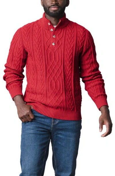 Hope & Henry Organic Mock Neck Cable Sweater In Red