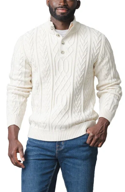 Hope & Henry Organic Mock Neck Cable Sweater In White