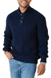Hope & Henry Organic Mock Neck Cardigan Stitch Sweater In Blue