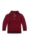 Hope & Henry Organic Mock Neck Stripe Sweater In Burgundy