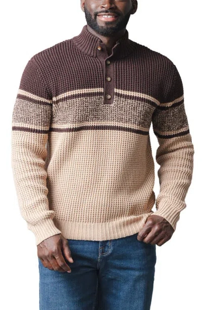 Hope & Henry Organic Mock Neck Waffle Sweater In Brown