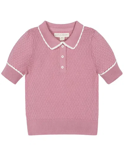 Hope & Henry Organic Peter Pan Collar Sweater Polo In Pink