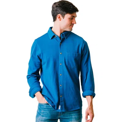 Hope & Henry Organic Pique Button Down Shirt In Dark Blue Pique