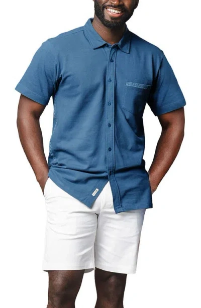 Hope & Henry Organic Pique Short Sleeve Shirt In Blue