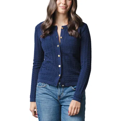 Hope & Henry Organic Pointelle Sweater Cardigan In Blue