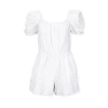 Hope & Henry Puff Sleeve Eyelet Romper In White Circle Grid Eyelet