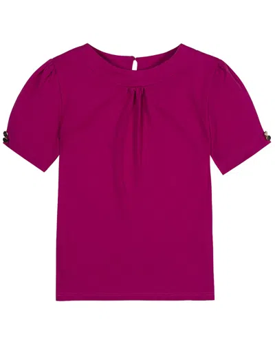 Hope & Henry Organic Puff Sleeve Knit Top In Pink