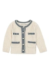Hope & Henry Organic Puff Sleeve Textured Cardigan Sweater In Multi