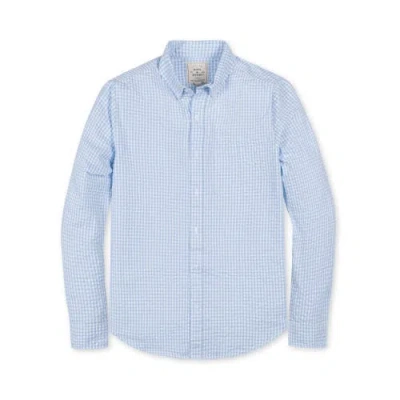 Hope & Henry Organic Seersucker Button Down Shirt In Classic Blue Gingham