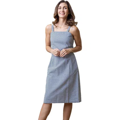 Hope & Henry Organic Seersucker Sheath Dress In Navy Gingham Seersucker