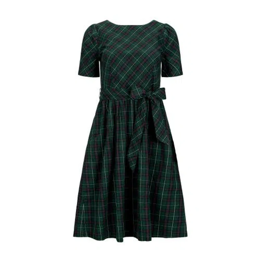 Hope & Henry Organic Short Sleeve Holiday Dress In Merry Pine Plaid |  ModeSens