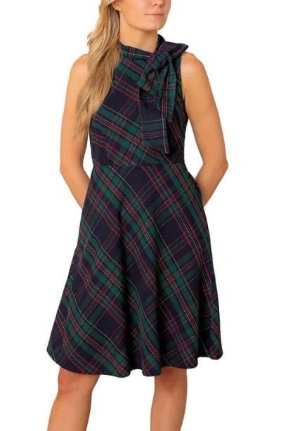 Hope & Henry Organic Sleeveless Bow Neck Dress In Green