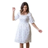 Hope & Henry Organic Smocked Bubble Sleeve Dress In Pink And Green Bouquet Floral
