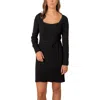 Hope & Henry Organic Square Neck Cable Sweater Dress In Black