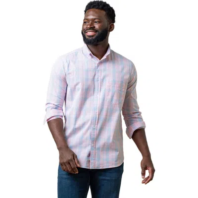 Hope & Henry Organic Stretch Poplin Shirt In Pink Petal Plaid