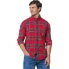 Hope & Henry Organic Stretch Poplin Shirt In Red Holiday Tartan