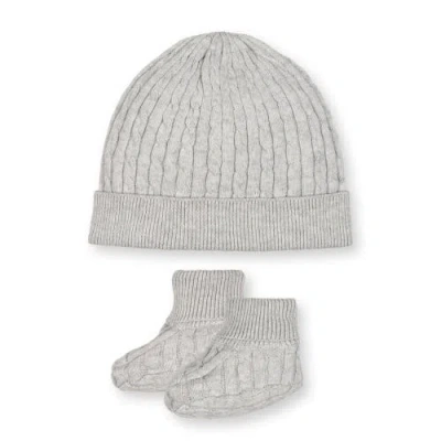 Hope & Henry Kids'  Organic Sweater Beanie And Bootie 2-piece Set In Gray