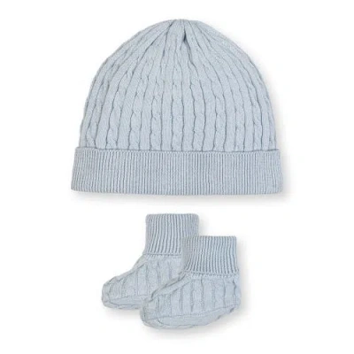 Hope & Henry Kids'  Organic Sweater Beanie And Bootie 2-piece Set In Blue
