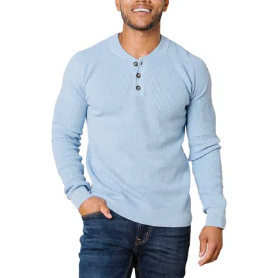 Hope & Henry Organic Sweater Henley In Blue