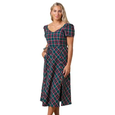 Hope & Henry Organic Sweetheart Dress In Festive Green Plaid